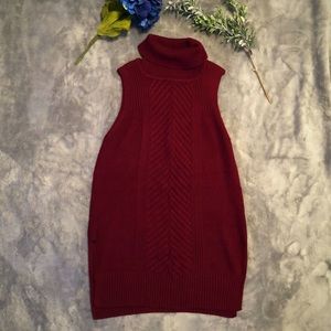 Maroon Sleeveless Sweater Dress